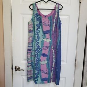 rabbit rabbit rabbit designs Blue Purple Green Sleeveless Shift Dress